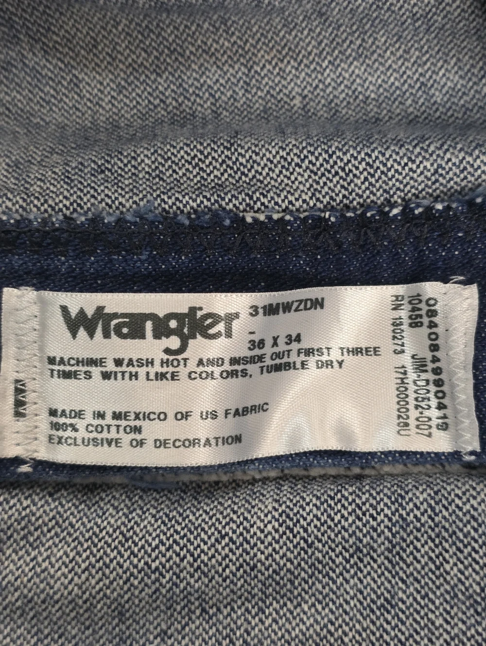 Wrangler 31MWZ Relaxed Fit Jeans Mens 36x34 Dark Wash Straight Denim Cowboy Cut
